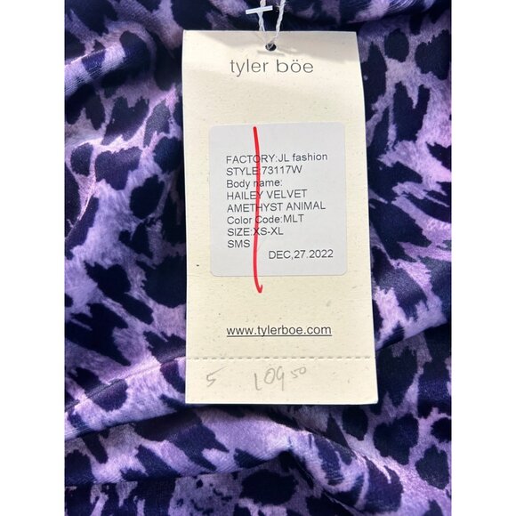 TYLER BOE Hailey Shift Dress Purple Animal Print Women Crushed Velvet Small NWT - Picture 5 of 5